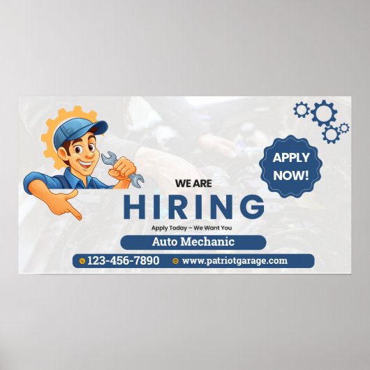 Customize Generic Now Hiring Auto Mechanic  Poster (Voorkant)