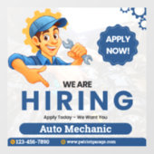 Customize Generic Now Hiring Auto Mechanic  Raamsticker (Vel)