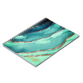 Customize Gold Teal Blue MARBLE Journal Notebook Notitieboek (Linkerzijde)