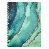 Customize Gold Teal Blue MARBLE Journal Notebook Notitieboek (Voorkant)