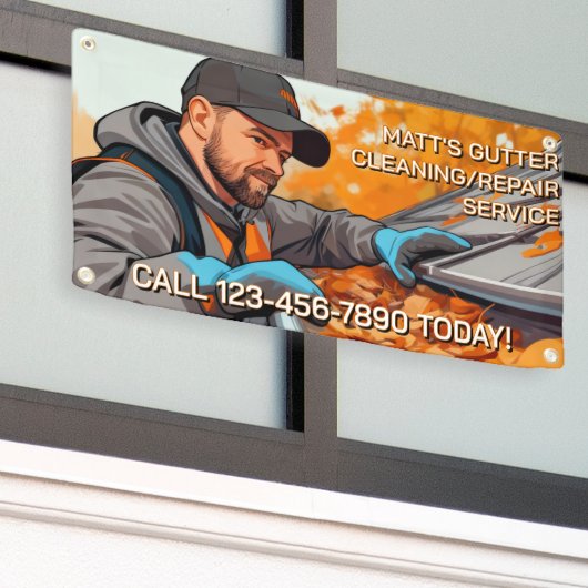 Customize Gutter Cleaning Repair Service Fence Spandoek (Buitenkant Gebouw)