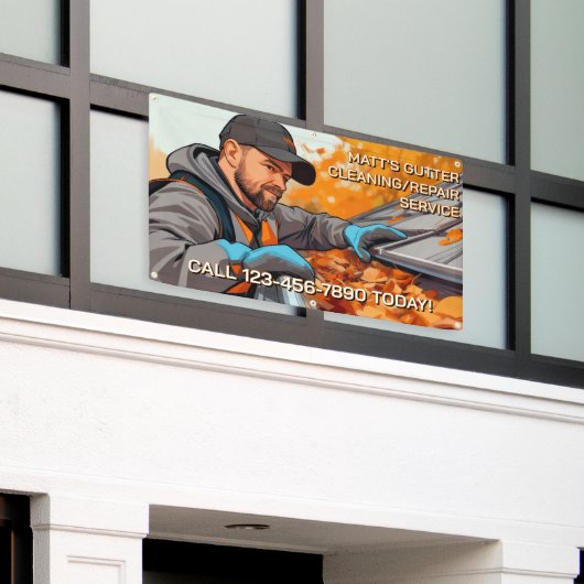 Customize Gutter Cleaning Repair Service Fence Spandoek (Buitenkant Gebouw)