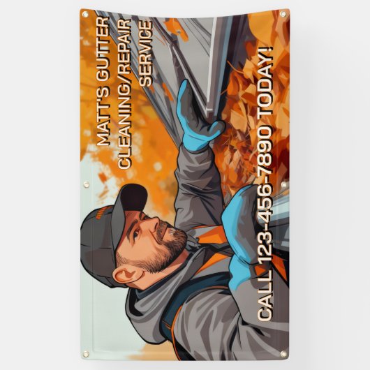 Customize Gutter Cleaning Repair Service Fence Spandoek (Verticaal)