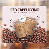 Customize Iced Cappuccino Donut Coffee Shop Promo Raamsticker (Vel 2)