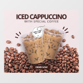 Customize Iced Cappuccino Donut Coffee Shop Promo Raamsticker (Vel)