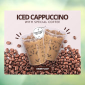 Customize Iced Cappuccino Donut Coffee Shop Promo Raamsticker (Vel 3)