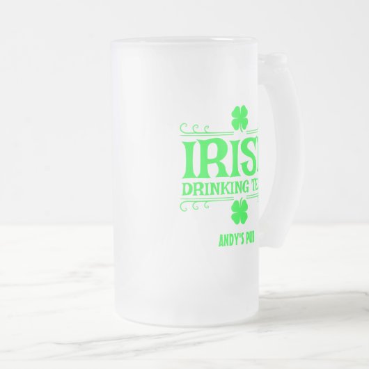 Customize, Irish Drink Team, Lucky, Shamrock, Matglas Bierpul (Voorkant rechts)