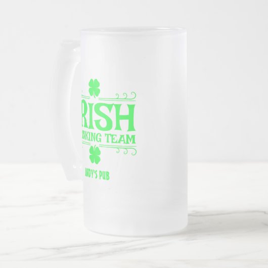 Customize, Irish Drink Team, Lucky, Shamrock, Matglas Bierpul (Voorkant links)
