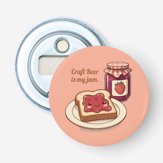[Customize] is my jam - cute jam and toast cartoon Button Flesopener (Voorkant)