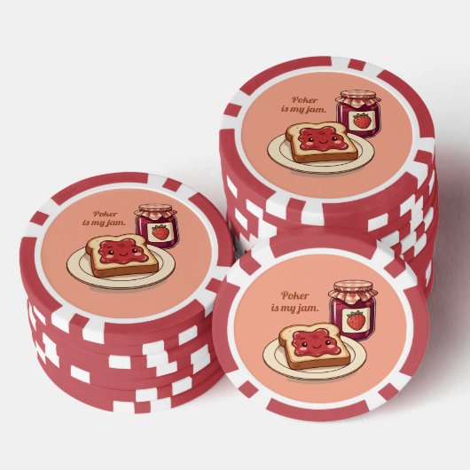 [Customize] is my jam - cute jam and toast cartoon Poker Chips (Opstapeling)