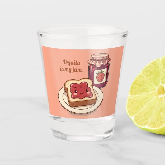 [Customize] is my jam - cute jam and toast cartoon Shot Glas (Voorkant)