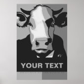 CUSTOMIZE IT Black and White Pop Art Cow Poster (Voorkant)