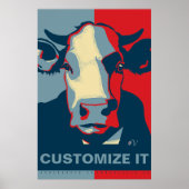 CUSTOMIZE IT Red White Blue Pop Art Cow Poster (Voorkant)