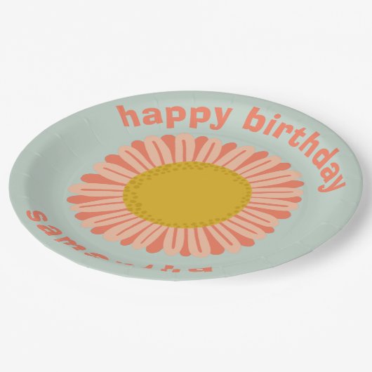 CUSTOMIZE IT Roze Daisy Zonnebloem Gelukkige verja Papieren Bordje (Gekanteld)