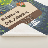 Customize Marymere Falls Family Camping Adventure Sherpa Deken (3/4)