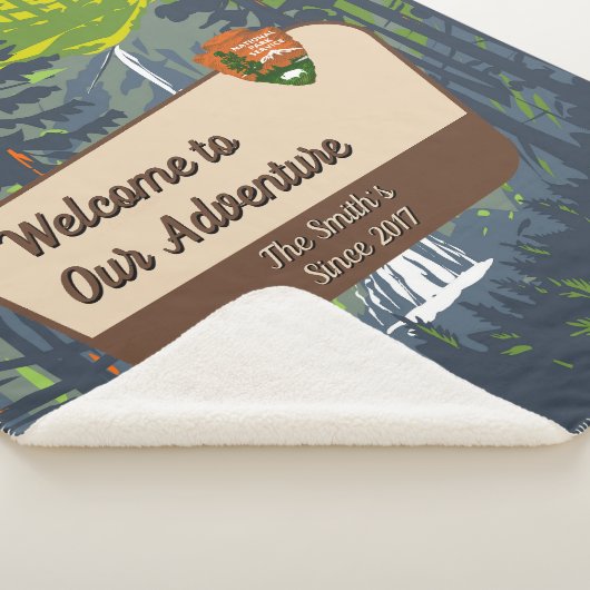 Customize Marymere Falls Family Camping Adventure Sherpa Deken (3/4)