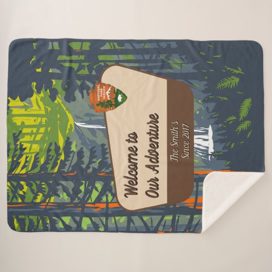 Customize Marymere Falls Family Camping Adventure Sherpa Deken (Voorkant (horizontaal))