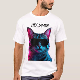 Customize name neon cat design t shirt