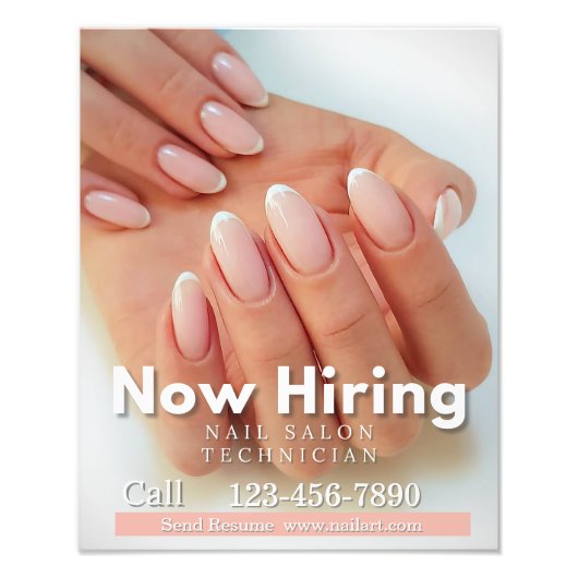 Customize Now Hiring Nail Salon Technician Pink Foto Afdruk (Voorkant)