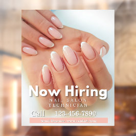 Customize Now Hiring Nail Salon Technician Pink Raamsticker