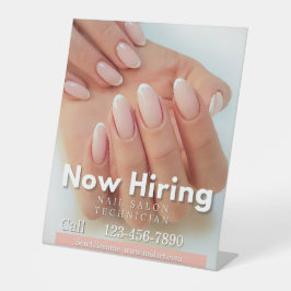 Customize Now Hiring Nail Salon Technician Pink Reclamebord Met Voetstuk
