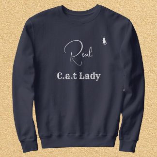 Customize Pet Lover Navy Blue White Script Cat Mom Trui