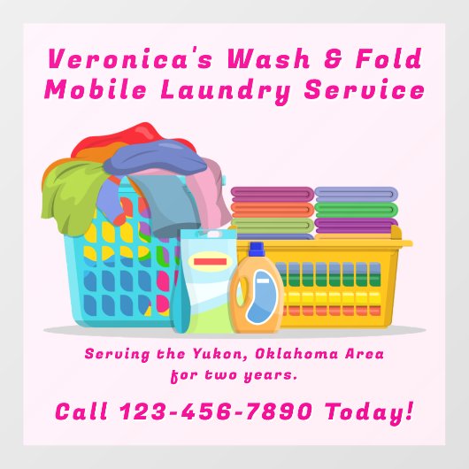 Customize Pickup Dropoff Wash Fold Laundry Service Raamsticker (Vel)