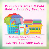 Customize Pickup Dropoff Wash Fold Laundry Service Raamsticker (Vel 3)