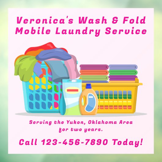 Customize Pickup Dropoff Wash Fold Laundry Service Raamsticker (Vel 3)