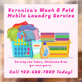 Customize Pickup Dropoff Wash Fold Laundry Service Raamsticker (Vel 2)