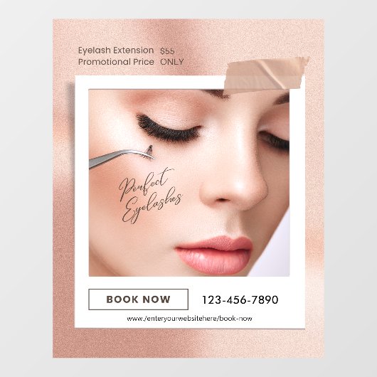 Customize Pink Elegant Aesthetic Eyelash Extension Raamsticker (Vel)