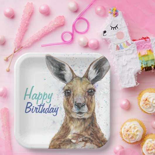 Customize Plate with Joe the Kangaroo Papieren Bordje (Feest)