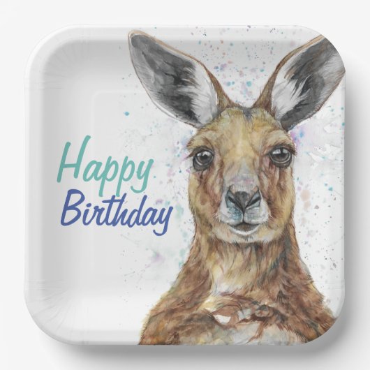 Customize Plate with Joe the Kangaroo Papieren Bordje (Voorkant)