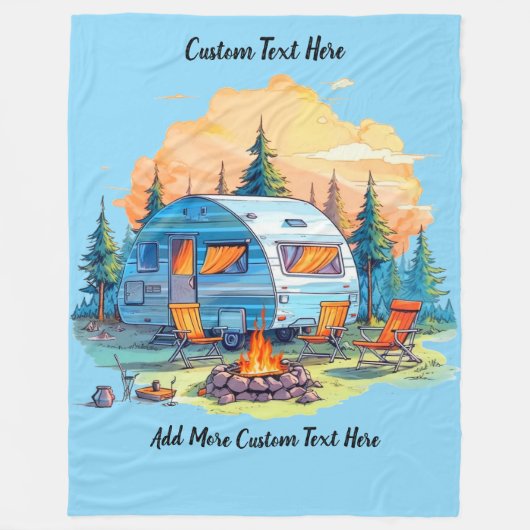 Customize Recreational Vehicle Camping Campfire Fleece Deken (Voorkant)