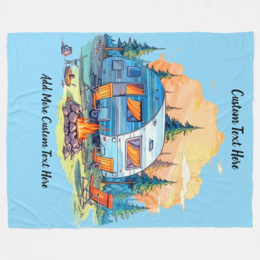 Customize Recreational Vehicle Camping Campfire Fleece Deken (Voorkant (Horizontaal))