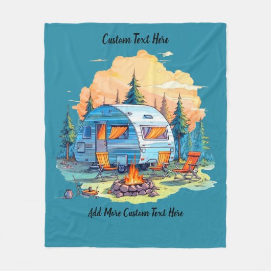 Customize Recreational Vehicle Camping Campfire Fleece Deken (Voorkant)