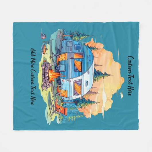 Customize Recreational Vehicle Camping Campfire Fleece Deken (Voorkant (Horizontaal))