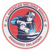 Customize Red White Blue Welding Contractor Truck Sticker (Voorkant)