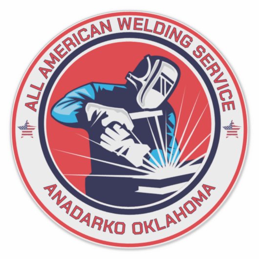 Customize Red White Blue Welding Contractor Truck Sticker (Voorkant)