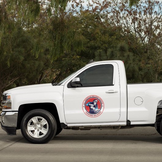 Customize Red White Blue Welding Contractor Truck Sticker