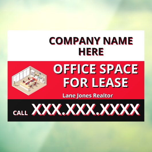 Customize Retail Space For Lease Company Logo Buil Raamsticker (Vel 3)