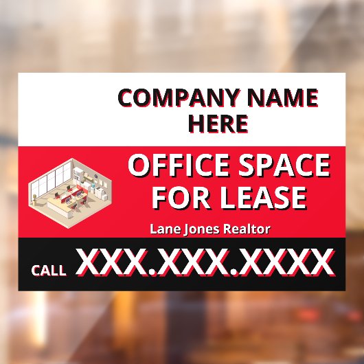 Customize Retail Space For Lease Company Logo Buil Raamsticker (Vel 2)