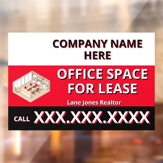 Customize Retail Space For Lease Company Logo Buil Raamsticker (Vel 2)