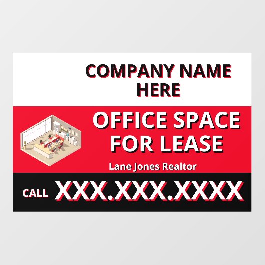 Customize Retail Space For Lease Company Logo Buil Raamsticker (Vel)