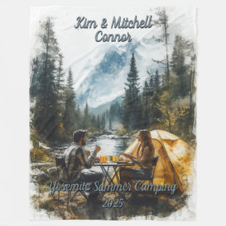 Customize Romantic Couple Mountain Stream Camping Fleece Deken