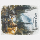 Customize Romantic Couple Mountain Stream Camping Fleece Deken (Voorkant (Horizontaal))