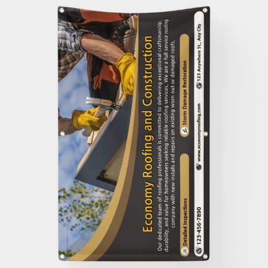 Customize Roofing Service Business Detailed 2 Spandoek (Verticaal)