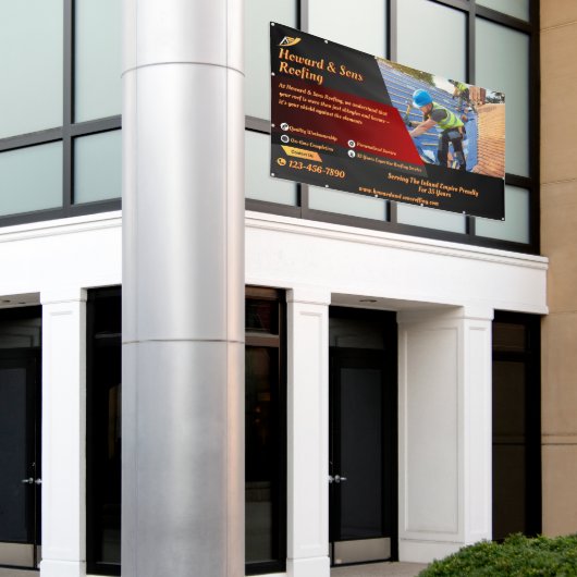 Customize Roofing Service Business Detailed Spandoek (Buitenkant Gebouw)
