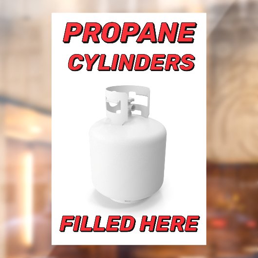 Customize Shop Logo Propane Cylinders Filled Here Raamsticker (Vel 2)