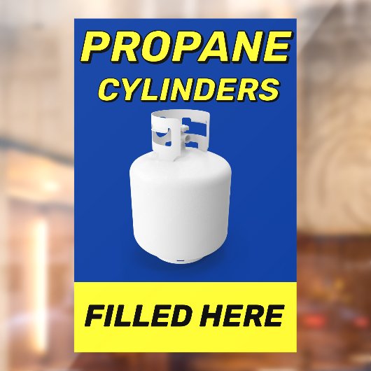 Customize Shop Logo Propane Cylinders Filled Here Raamsticker (Vel 2)